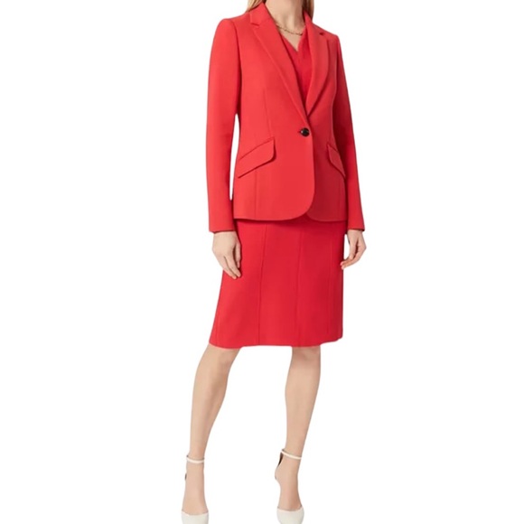HOBBS London Suki One Button Blazer in Flame Red - Picture 2 of 13